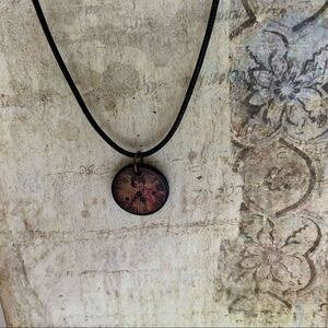 Handcrafted Wooden charm Necklace with Leather Cord